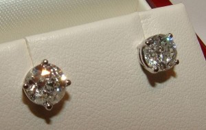 HIS/HER Solitaire 2.02 Carrat Natural Diamond Earrings IGI Certified - $1500