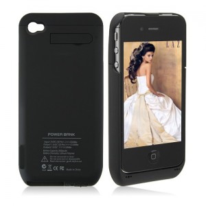 3000mAh Portable Power Bank External Battery Case for iPhone 4 4S black