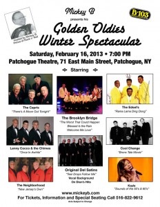 Golden Oldies Winter Spectacular at the Patchogue Theatre Saturday February 16th