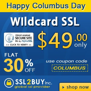 Get 30% Cash back on AlphaSSL Wildcard on Columbus Day at SSL2BUY