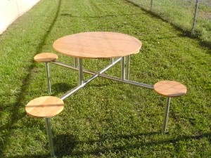 BAMBOO AND STAINLESS STEEL PATIO/PICNIC TABLE